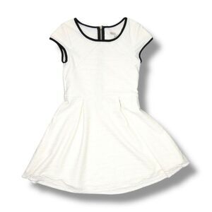 Sally Miller White Fit & Flare Textured Short Sleeve Dress Black Trim XL 14/16